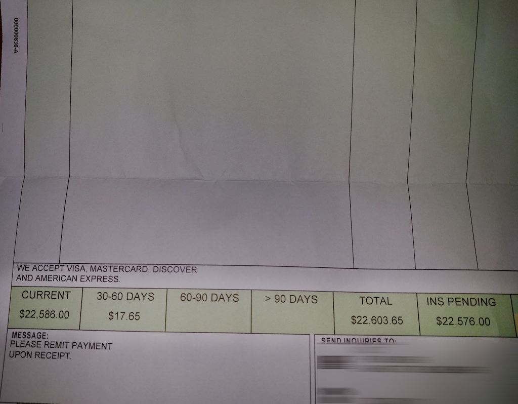 Image of medical bill totaling $22,576